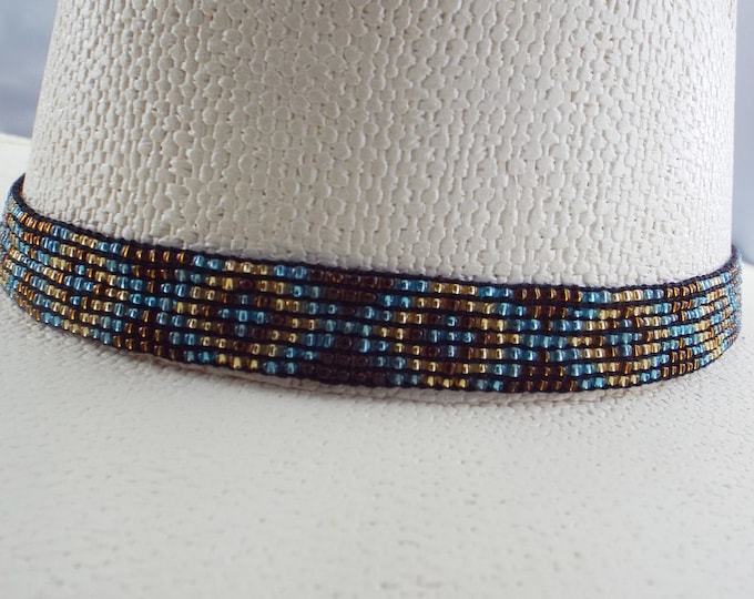 Beaded Hatband Stretch Hat Band Bold Rich Colors Beaded Etsy
