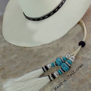Beaded Horsehair Cowboy Hat Stampede String, White Braided Chin Strap