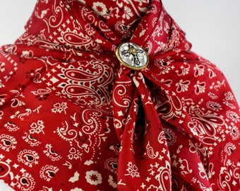 Wild Rag, Vintage RED,  Silk Scarf, Wild Rag, Larger scarf, traditional beautiful, Cowboy Scarf, traditional Red, Cowboy Silk Wild Rag, 34"