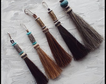 brown//turquoise horse hair tassel X-thick double layer tassel Horsehair tassel