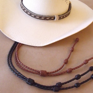 Premium Leather Cowboy hat, stampede string, leather Cowboy hat stampede string, black or brown, all leather, X-nice, cotter pin style