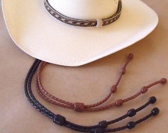 Decorative Leather Cowboy hat, stampede string, leather Cowboy hat string, all leather,  cotter pin style, hat chin strap, NOTICEABLE