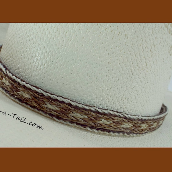 Cinta para sombrero de crin de caballo Longmire, marrón natural, estilo occidental