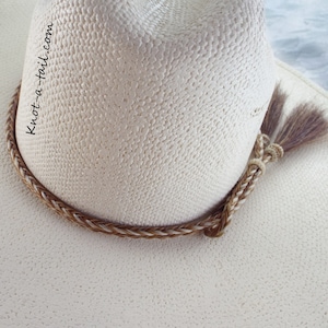 Horsehair hatband, Natural browns 3 colors, hatband, Mulit- strand braid, 2 Side tassels, horsehair Cowboy hatband, Bold colored
