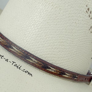 Leather Horsehair hat band, Quality leather, IMPRESSIVE, Western hat band,  Cowboy hat band, Stetson Perfect Black or BROWN Leather