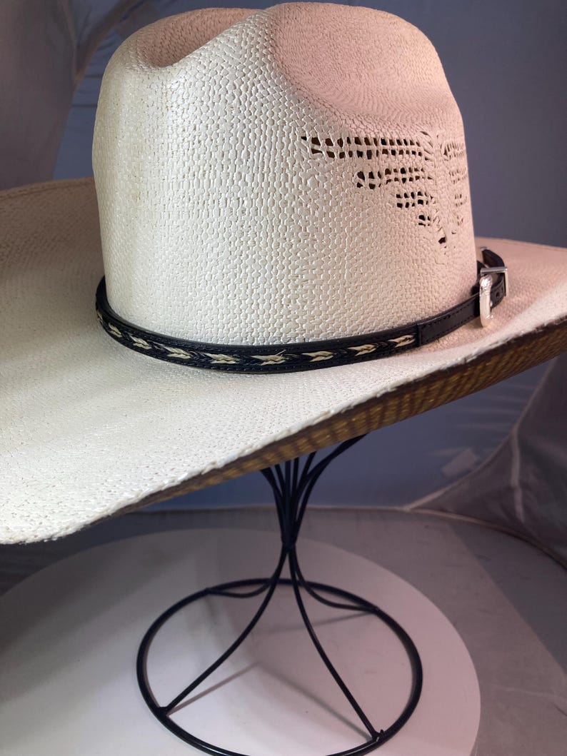 Leather Cowboy Hat Band, Braided Horsehair Inlay, Professional look image 12