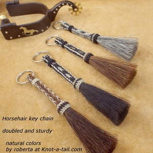 Horsehair keychain, Hand-braided, horse hair key chain,  6 color designs, horsehair tassel, Study Double layer, Luxurious design and colors