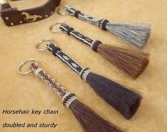 Horsehair keychain, Hand-braided, horse hair key chain,  6 color designs, horsehair tassel, Study Double layer, Luxurious design and colors