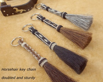 Horsehair keychain, Hand-braided, horse hair key chain,  5 color combinations, horsehair tassel, horsehair key chain, Study Double layer