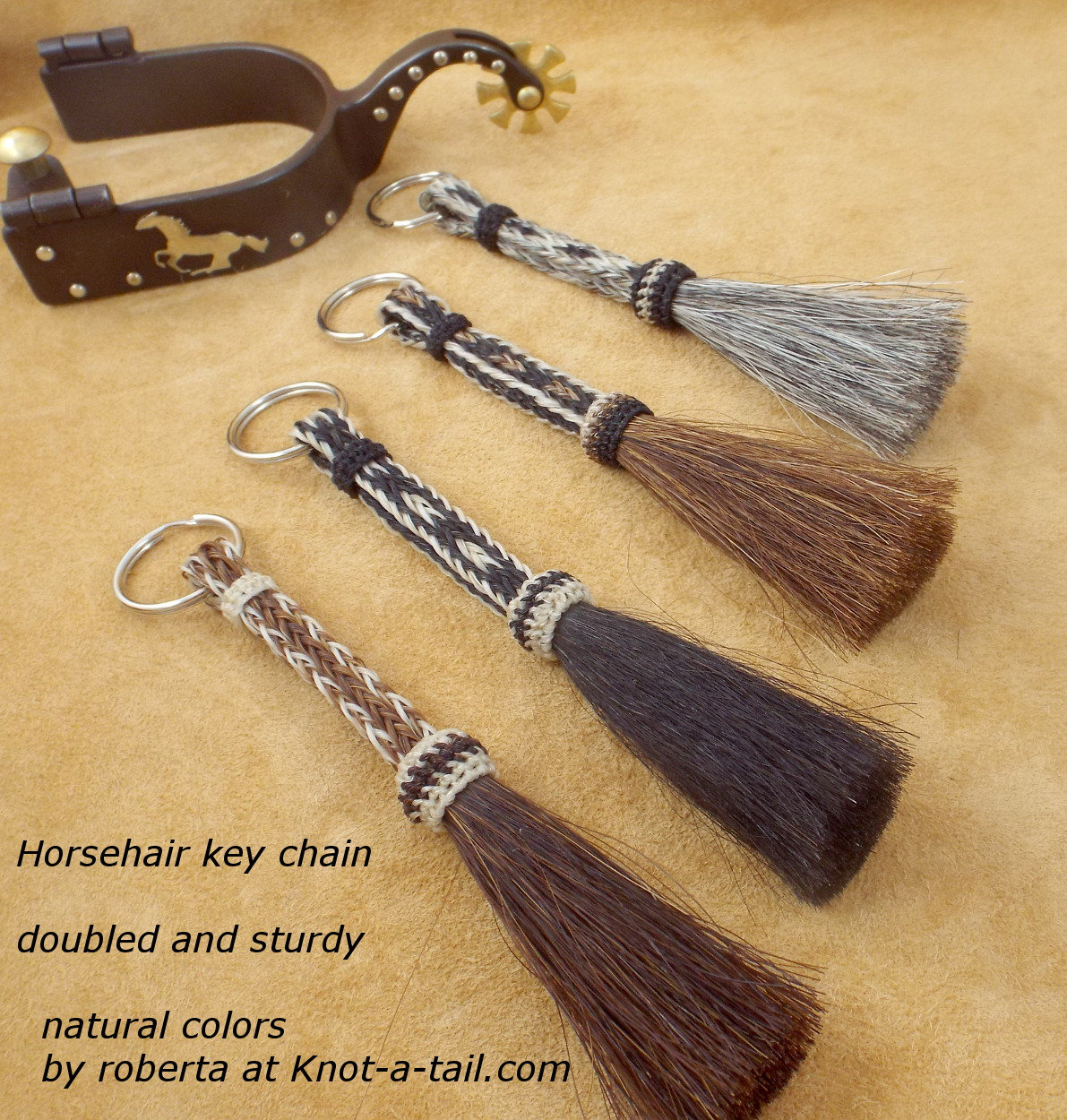 Horsehair keychain, Hand-braided, horse hair key chain, 5 color combinations, horsehair tassel, horsehair key chain, Study Double layer