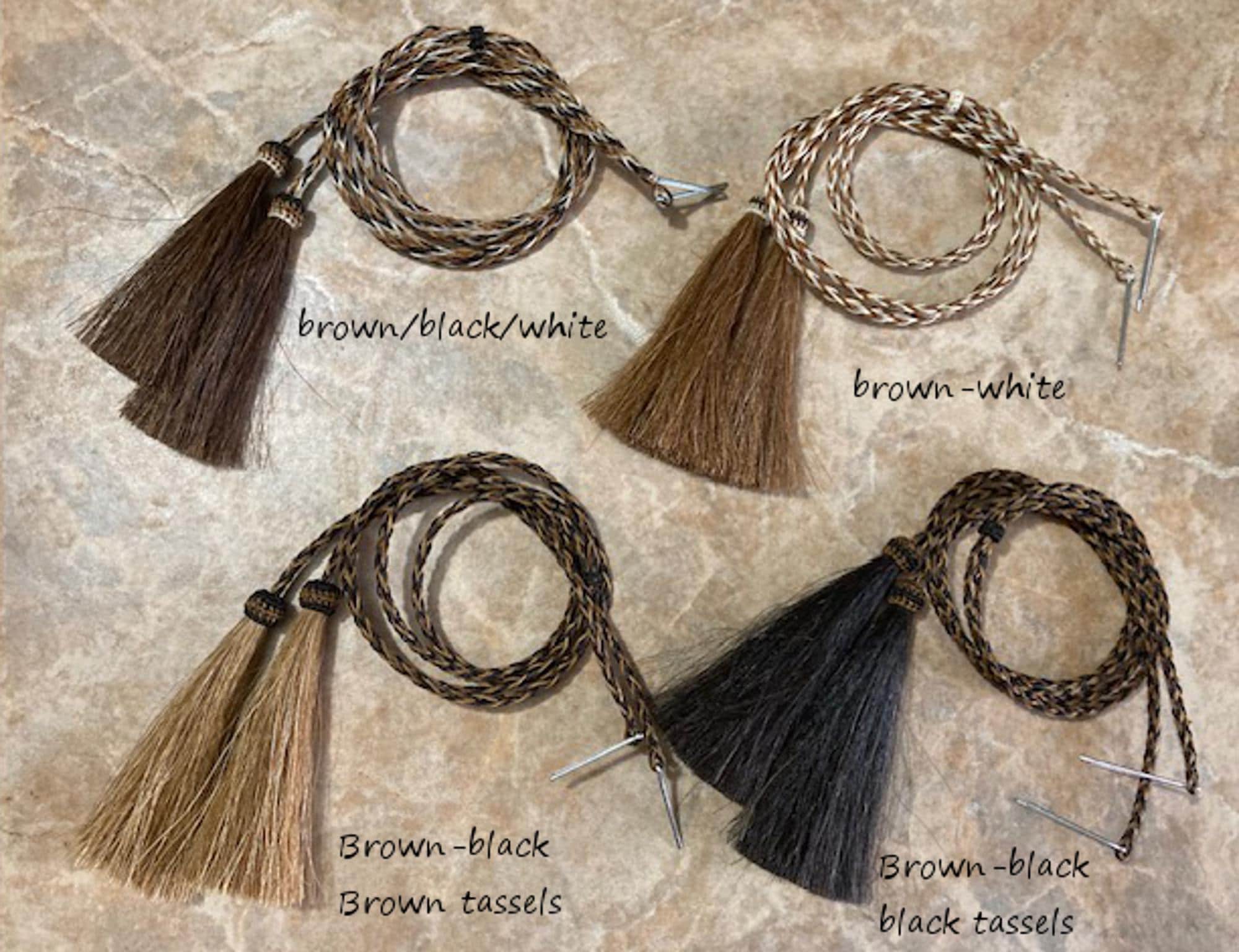 4824 3 Pcs Western Braided Stampede String For Cowboy Hats With Tassel Cowboy Hat Stampede String, Cowboy Chin Strap, Brown or  main image 2
