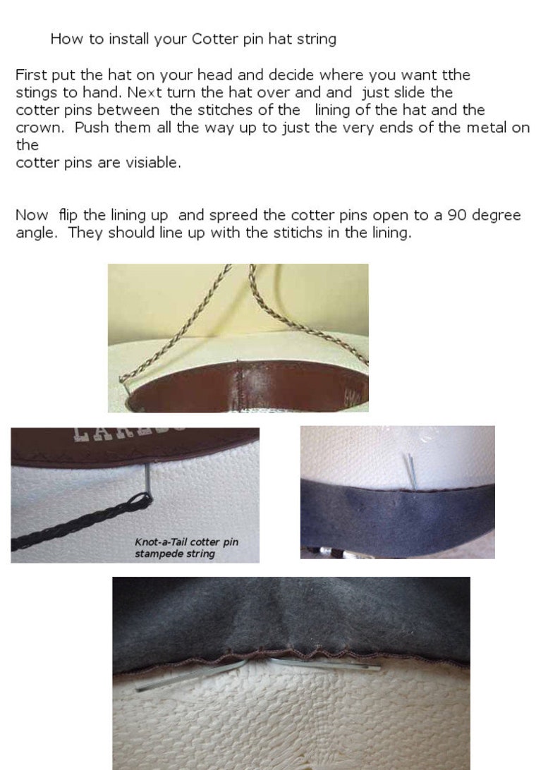 Hat String Device Cowboy Hat Stampede String, Cowboy Chin Strap, Brown or Black Hand ...