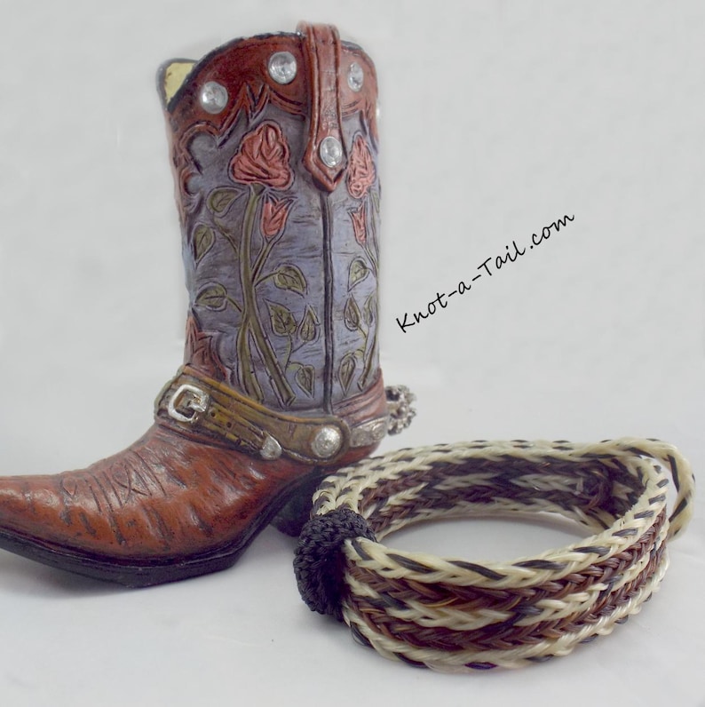 Pulsera de crin de caballo trenzada a mano, ajustable, estilo vaquero occidental imagen 13