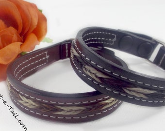 Pulsera de crin de caballo, diseño trenzado ajustable, talla XL (8.5")