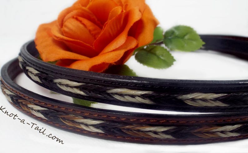 Leather Cowboy Hat Band, Braided Horsehair Inlay, Professional look image 11