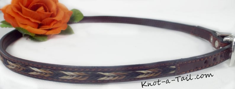 Leather Cowboy Hat Band, Braided Horsehair Inlay, Professional look image 4