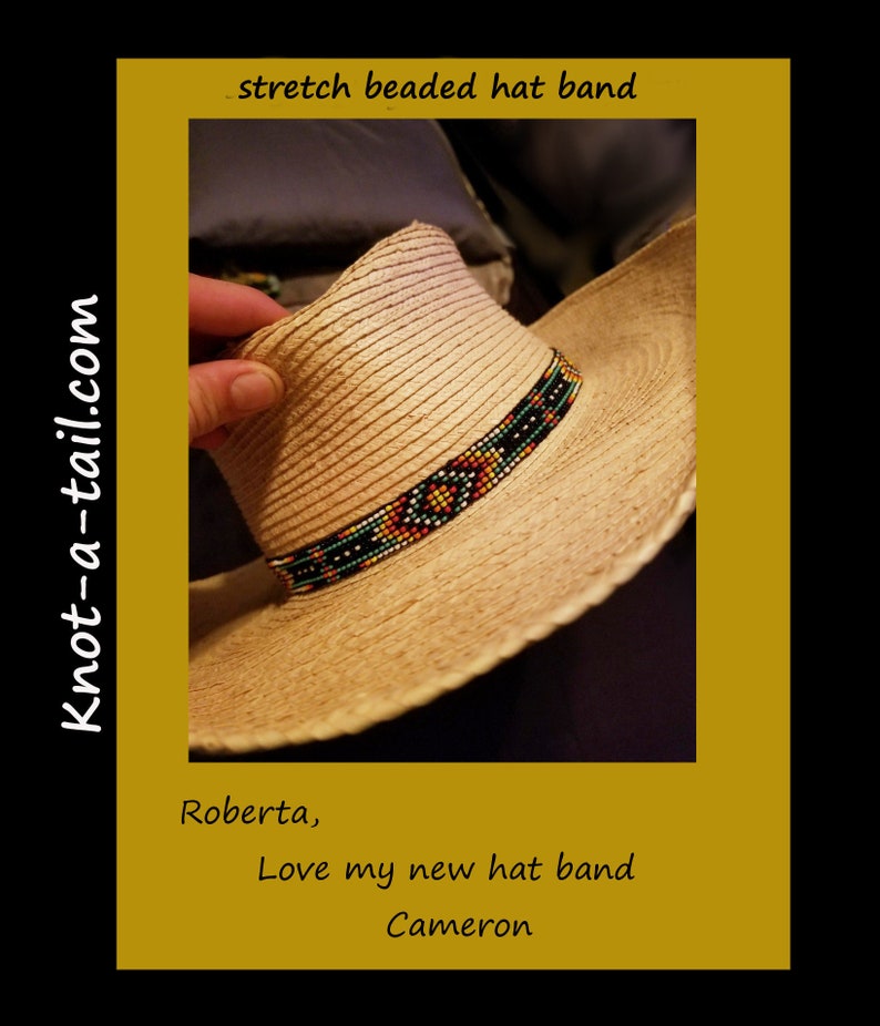 Beaded hatband Stretch hat band Bold rich colors beaded Etsy
