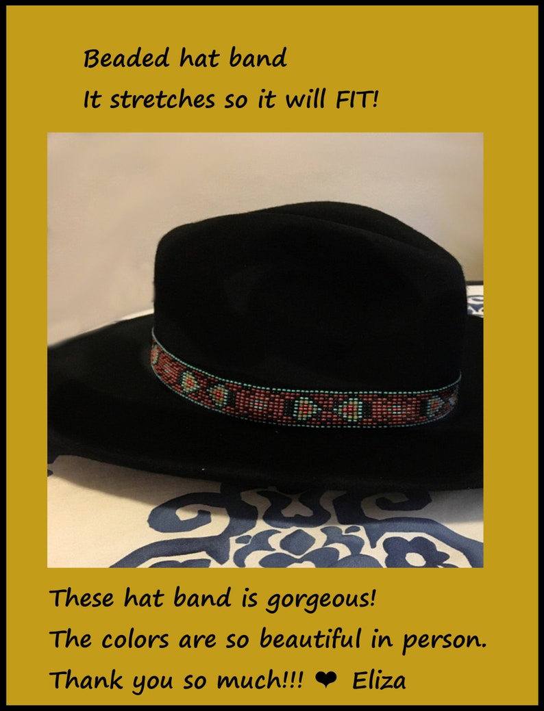 Stretch Beaded Hat Bandbeaded Hatband Amazing Colors Etsy