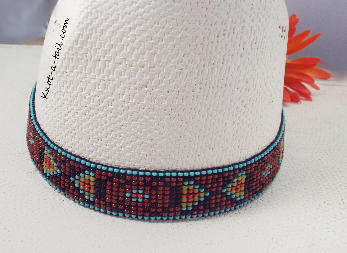 Stretch Beaded Hat Bandbeaded Hatband Amazing Colors Etsy