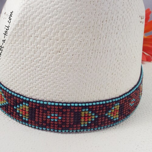 Beaded Hatband Stretch Hat Band Amazing Colors Beaded Etsy