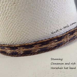 Horsehair hat band, Elegant  Cowboy horsehair hat band, No tassels, Cinnamom -black, horsehair hat band, Western hat band, Rodeo Style