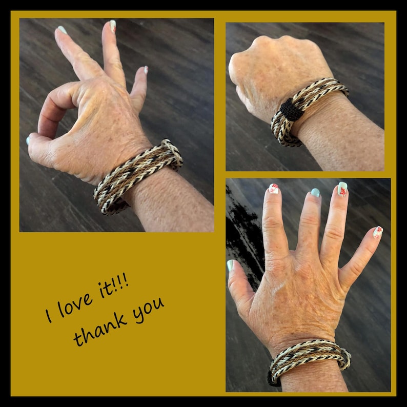 Pulsera de crin de caballo trenzada a mano, ajustable, estilo vaquero occidental imagen 4