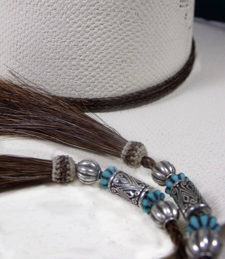 hat string full-loop Horsehair Stampede string STUNNING TURQUOISE bead 