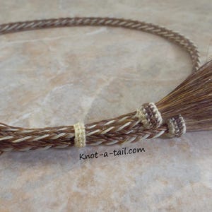 Cinnamon-White Horsehair Hatband, Braided Cowboy Hat Band, Tassel Accent image 11