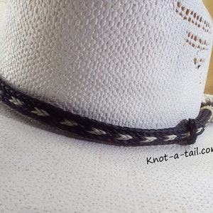 Horsehair hat band, Elegant, Cowboy horsehair hat band, Side tassel, black-white, horsehair, Cowboy hatband, Western hat band, Rodeo
