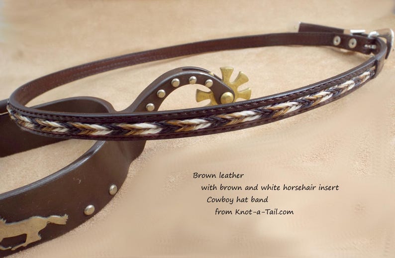 Leather Cowboy Hat Band, Braided Horsehair Inlay, Professional look image 15