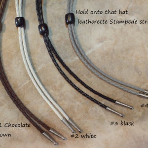 Leatherette Cowboy hat, stampede string, Cowboy hat stampede string, 4 colors, cotter pin-chin  strap, total -20 inch  Hat string