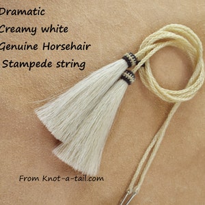 Horsehair hat string, Cowboy hat stampede string, chin strap,  WHITE tassels, hand- braided, hat string, horsehair tassels, WHITE