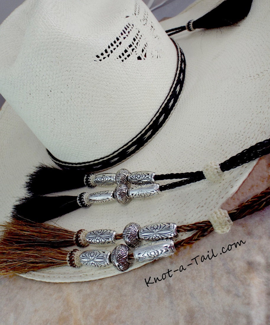 Cowboy hat stampede string, chin strap, STUNNINGLY BEADED, matching horsehair tassels, Cowboy hat stampede string BEAUTY