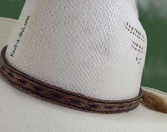 Cowboy Horse hair hat band,  5/8" wide, BOLDER, Cinnamon-black, Stetson perfect, horsehair hat band, double horsehair tassels, true beauty