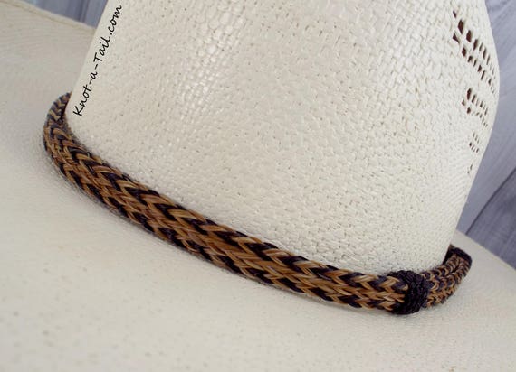 Horsehair hat band, Elegant, Cinnamon-black, Cowboy horsehair hat band, No tassel,  horsehair, Cowboy hat band, Western hat band, Rodeo