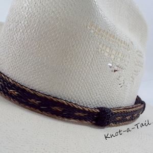 Horsehair hat band, Elegant  Cowboy horsehair hat band, No tassels, Black- Cinnamon,  horsehair hat band, Western hat band, Rodeo Style