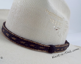 Horsehair hat band, Elegant  Cowboy horsehair hat band, No tassels, Black- Cinnamon,  horsehair hat band, Western hat band, Rodeo Style