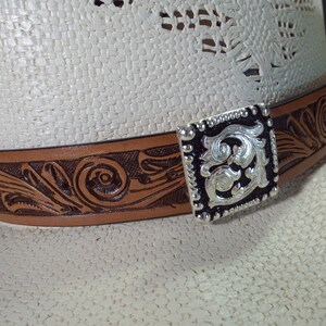 Hand Cut Leather+Rhinestone Hat Band | Brown
