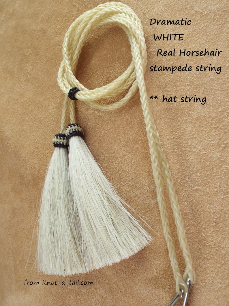Stampede String Horsehair Hat String, Cowboy Hat Stampede String, Chin Strap, WHITE ...