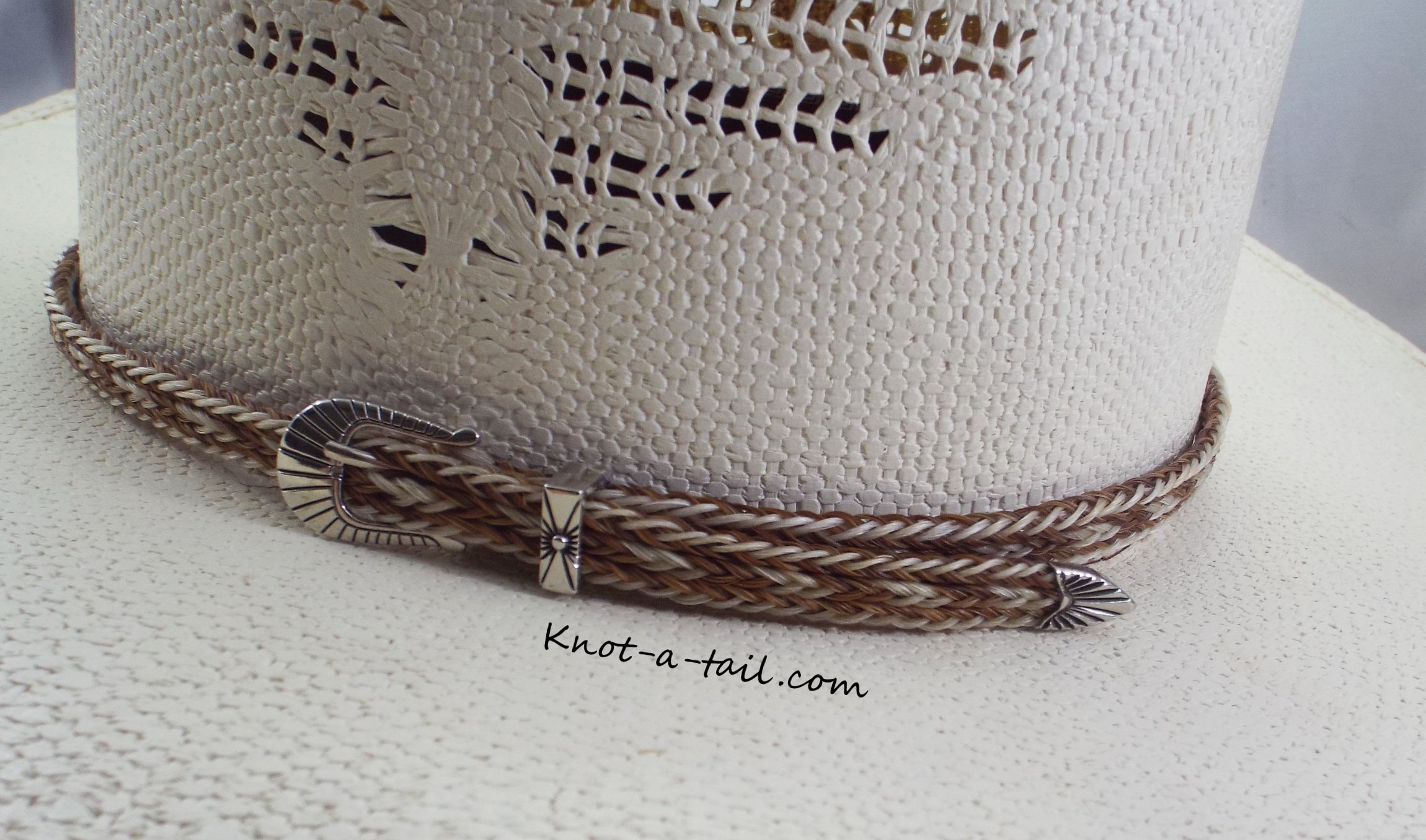 Horsehair Hat Band, Cinnamon-white, Cowboy Horse Hair Hat Band