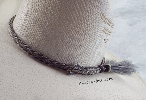Horsehair Hatband, Natural Gray With a Black Edge, Hatband, Multi