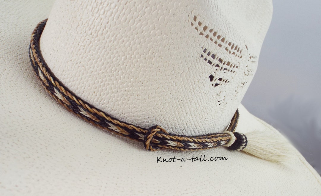 Black and White Two Strand Twisted Horse Hair Cowboy Hat Band