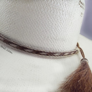 Horsehair hat band, Cowboy hat band, 3 Strand wide, stunning Cinnamon-white horsehair, Cowboy perfect, Distinctive horsehair double tassels