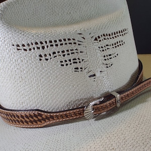 Leather hat band, Natural brown, Traditional basket weave design, IMPRESSIVE, Western hat band,  Cowboy hat band, Rodeo, Stetson Perfect
