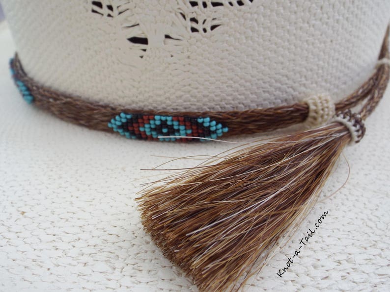 Native American Design Beaded Horsehair Hat Band Southwest Etsy