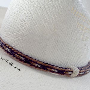 Horsehair hat band, Elegant, Cowboy horsehair hat band, No tassels, Cinnamon/black/white  horsehair, Cowboy hat band, Western hat band