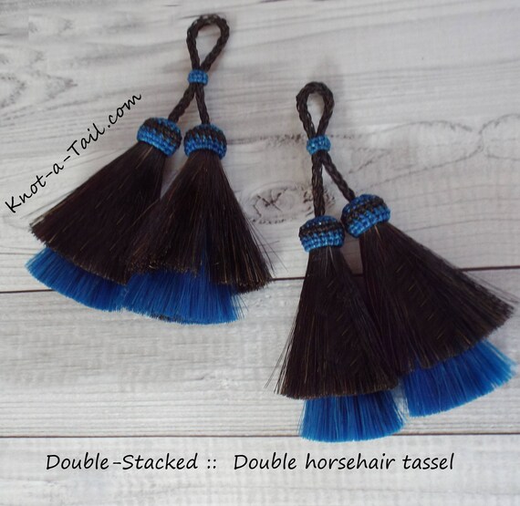 brown//turquoise horse hair tassel X-thick double layer tassel Horsehair tassel