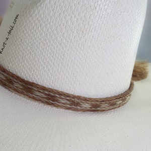 Cinnamon brown-white horsehair, hat band, horsehair hat band, Cowboy horsehair hat band, double tassels, hat band, Western hat band, Rodeo