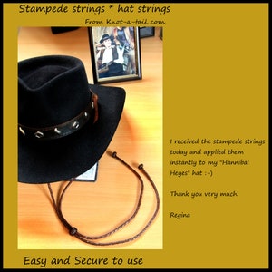 Leather Cowboy hat, stampede string, leather Cowboy hat stampede string, 3 colors, all leather, X-nice, cotter pin-chin strap, brown/black image 5