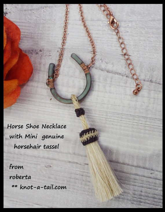 Horsehair Tassel Necklace Horse Shoe Concho Horsehair Tassel Copper Chain Horse Lover s Necklace White Mini Tassel Necklace Etsy Australia